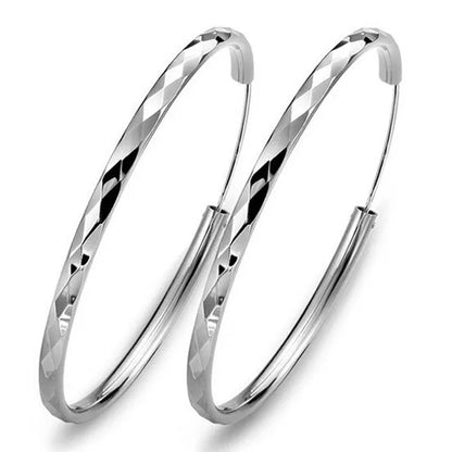 New 925 Sterling Silver Large Circle Hoop Earrings for Women Fashion Party Wedding Jewelry Gifts