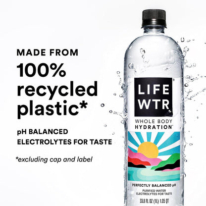 Premium Purified Water Ph Balanced with Electrolytes, 100% Recycled Plastic Bottles, 16.9 Fl Oz Bottles, 500Ml (Pack of 12)