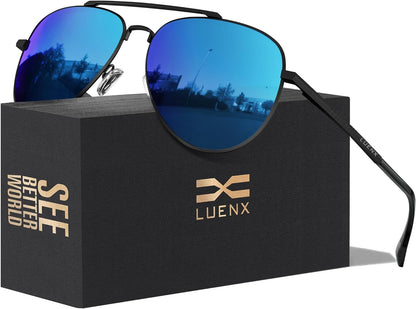 Aviator Sunglasses for Men Women Polarized Driving Classic Shades - UV 400 Protection with Accessories 60MM