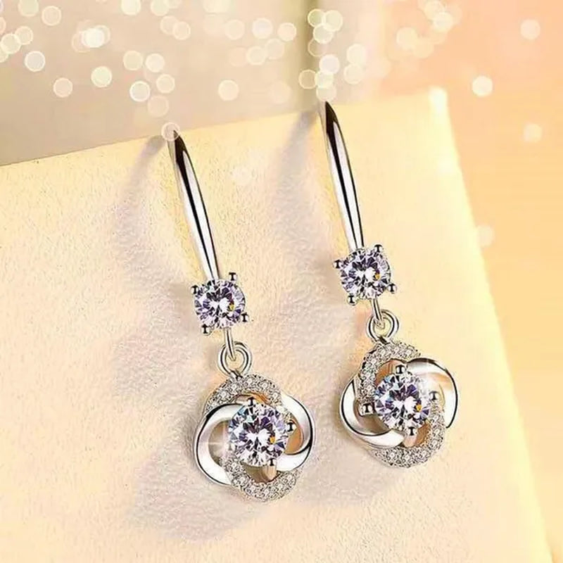 Female Fashion S925 Silver Earrings Ladies Temperament Earrings Water Drop Long Earrings Engagement Earrings Diamond Earrings