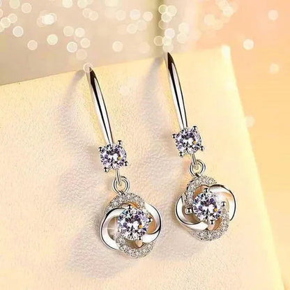 Female Fashion S925 Silver Earrings Ladies Temperament Earrings Water Drop Long Earrings Engagement Earrings Diamond Earrings