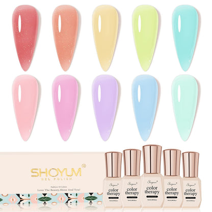 Gel Nail Polish Set-10 Colors Fall Yellow Orange Gold Glitter Pumpkin Dark Series Nail Gel Polish Starter Kit Soak Off Salon DIY Manicure Nail Art Gifts for Girls Women 7ml