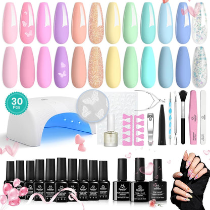 Beetles Purple Burgundy Red Gel Nail Polish Kit with Uv Light 48W LED Nail Lamp Dryer Spring Colors Neutral Gel Polish Starter Kit Peach Pink Manicure Set Soak off Gel Polish Skin Tone Gifts for Women