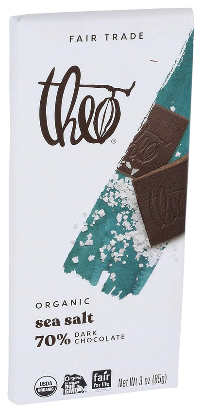 Sea Salt Organic Dark Chocolate Bar, 70% Cacao, 1 Bar | Vegan, Fair Trade