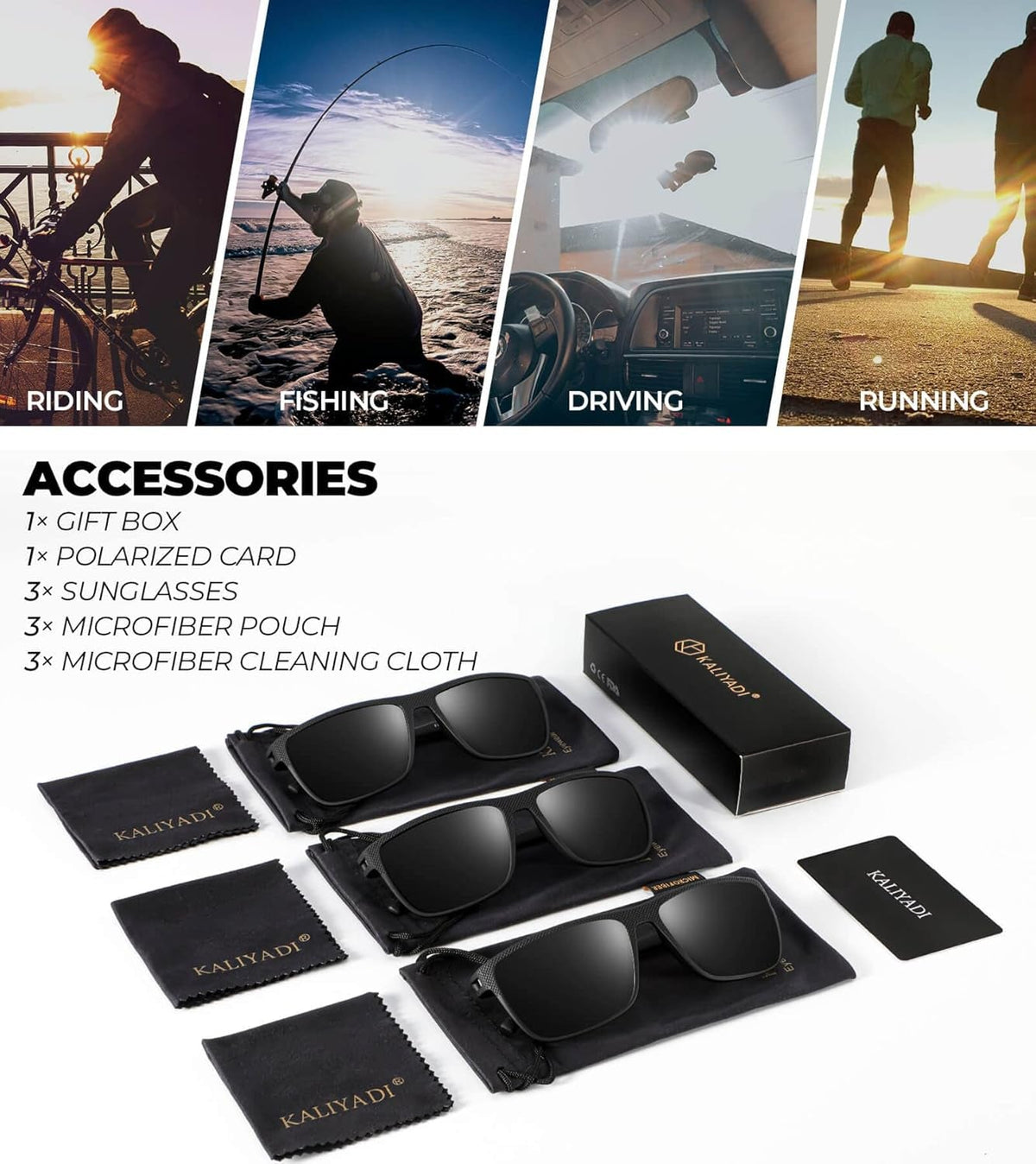 Polarized Sunglasses for Men, Lightweight Sun Glasses with UV Protection for Driving Fishing Golf