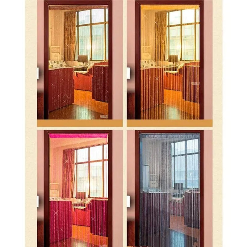 Fashion 200cm*100cm String Sparkle Curtains Fly Screen Fringe Tassel Curtain Room Divider Door Window Decor