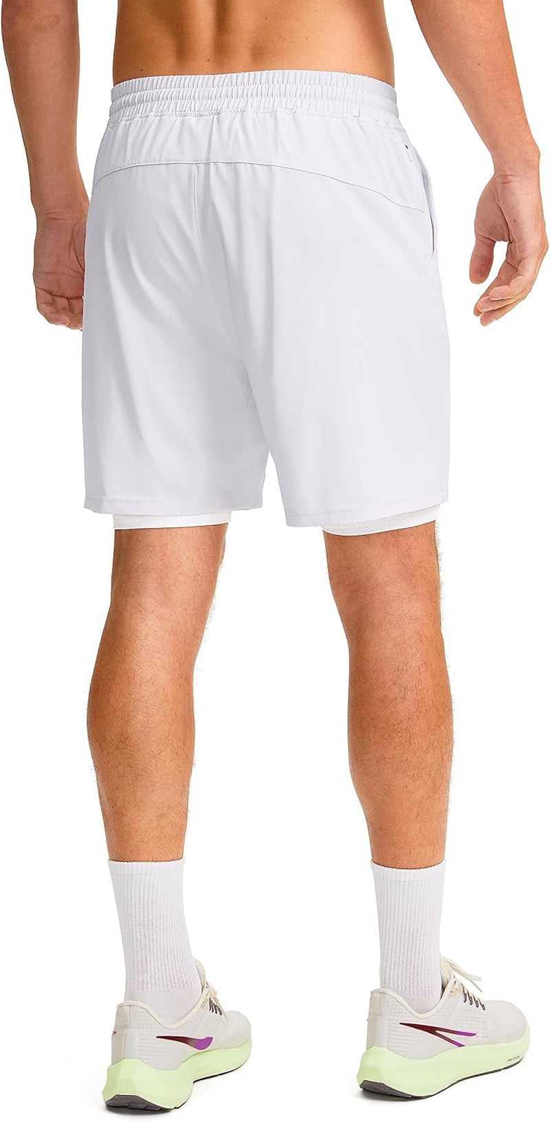 Men'S 2 in 1 Running Shorts with Liner 7 Inch Training Gym Athletic Workout Shorts for Men with Zipper Pockets
