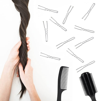 U Shaped Hair Pins,  2.4Inch Hair Pins for Women with Storage Box, Silver