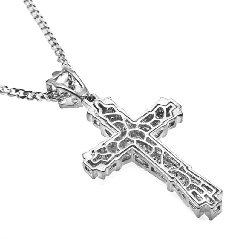 Men's Fashion accessories 925 Silver / Gold DIAMOND Cross Pendant Necklace Chain Cross Necklace