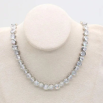 Royal Blue Stones Silver Color Jewelry Sets for Women Necklace Earrings Bracelet Ring Bridal Birthday Gift