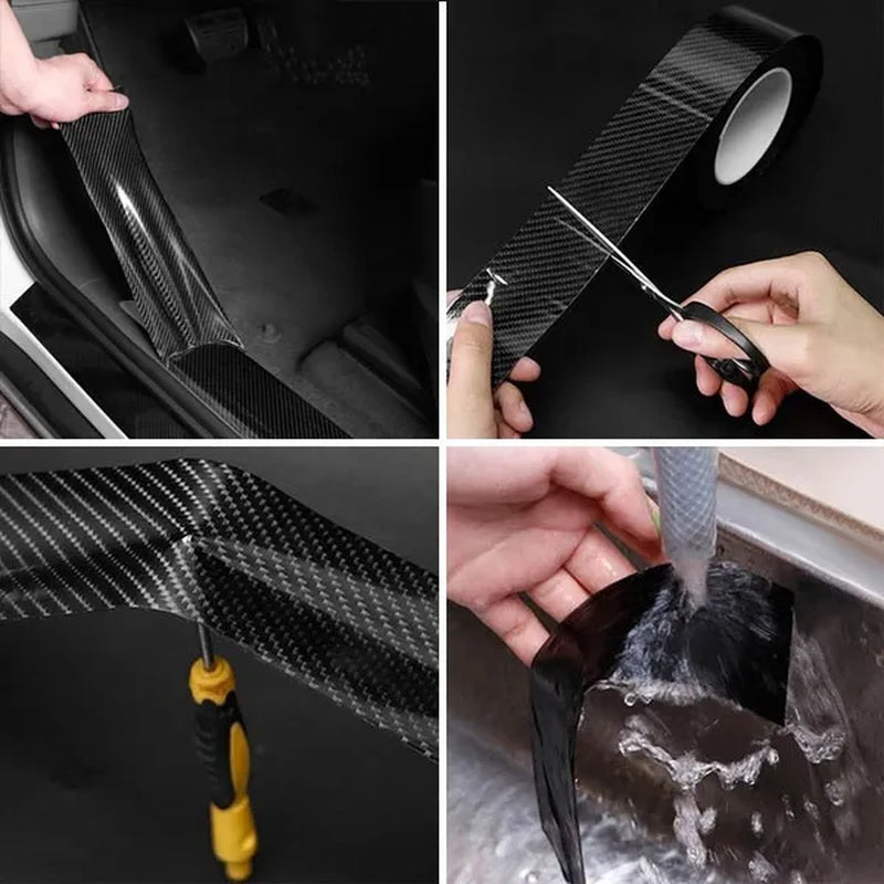 3M/10M 3D Carbon Fiber Car Sticker DIY Paste Protector Strip Car Door Sill Side Mirror Anti Scratch Tape Waterproof Protect Film