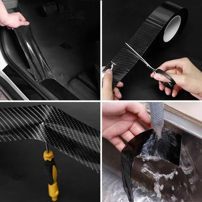 3M/10M 3D Carbon Fiber Car Sticker DIY Paste Protector Strip Car Door Sill Side Mirror Anti Scratch Tape Waterproof Protect Film
