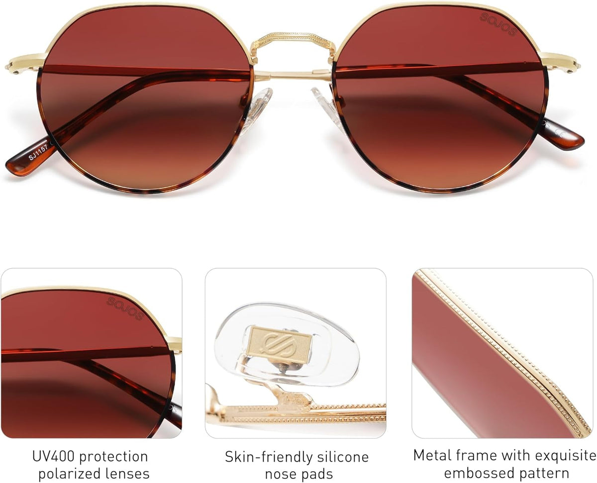 round Polygon Polarized Sunglasses for Women Men Retro Classic Vintage Panto Shades SJ1157