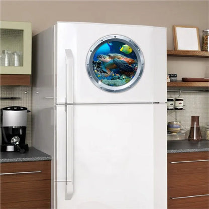 1PC HD 3D Wall Stickers Turtle Ocean Animals Decals Vinyl Decal Sticker Toilet Bathroom Room Decoration Accessory