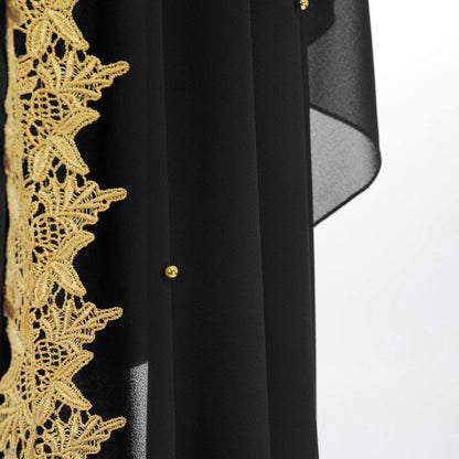 Muslim Dress for Women Loose Batwing Sleeved Hooded Beaded Embroidery Long Abaya Dress Kaftan Abayas Islamic Robe