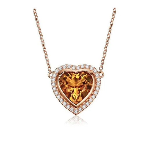 Majesty Diamonds MDS170287 3.1 CTW Heart Yellow citrine Heart Pendant Necklace in .925 Sterling Silver with 18K