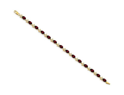 14K Yellow Gold 8.40 Carat (ctw) Natural Garnet Bracelet with Diamonds