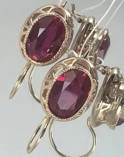 New Fashion 1 Pair Exquisite 1.25ct Round Cut Garnet Ruby Stud Earrings Casual 18 K Yellow Gold Earrings Banquet Jewelry Earrings for Women