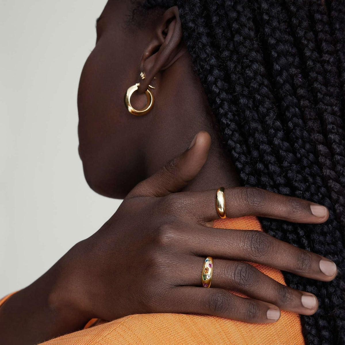 Chunky Gold Plated Rings for Women - Trendy Cubic Zirconia 14K Gold Filled Stackable Rings