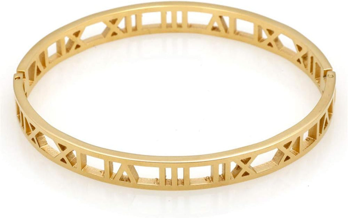 Roman Numeral Series Hollow Carved Bracelet - Fashionable Women'S Three-Color Roman Bracelet