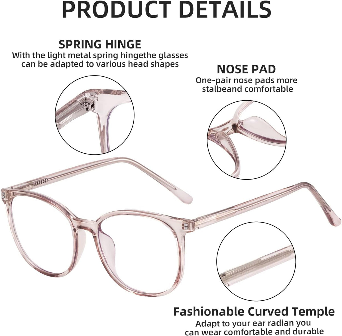 Blue Light Blocking Glasses Fashion Round TR90 Frame Transparent Eyewear Anti UV Computer Glasses for Women Men