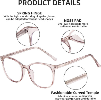 Blue Light Blocking Glasses Fashion Round TR90 Frame Transparent Eyewear Anti UV Computer Glasses for Women Men