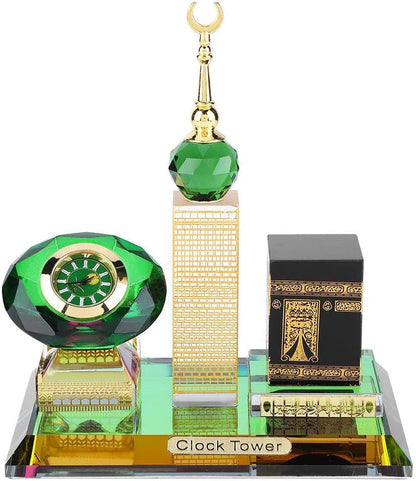 Crystal Collectible Figurines for Home Decor Muslim Kaaba Clock Tower Model for Desktop Ornament Islamic Architecture Muslim Religious Supplies