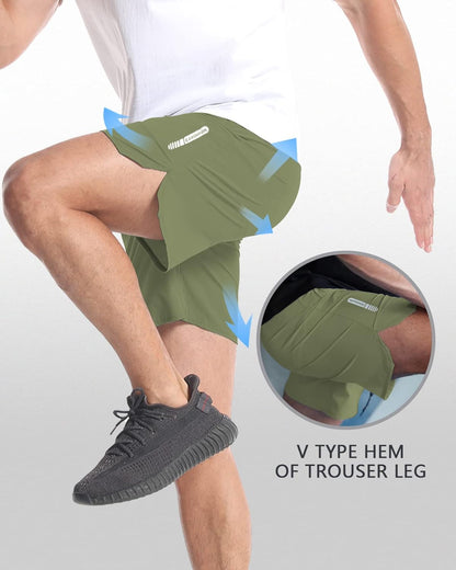 2 Pack Mens Workout Athletic Shorts 7 Inch Inseam Quick Dry Hiking Shorts Men Lightweight Sports Gym Shorts Running
