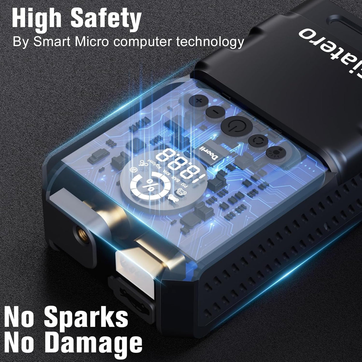 Q13 4000A Portable Car Jump Starter with Air Compressor 150PSI, Jump Start Battery Pack(10.0L Gas/8.0L Diesel), 12V Jump Box with 3 Modes Flashlight & Jumper Cable, LCD Display Power Bank