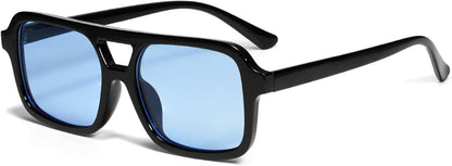 Retro 70s Square Aviator Sunglasses for Women Men Vintage Trendy Rectangle Sun Glasses VL9816