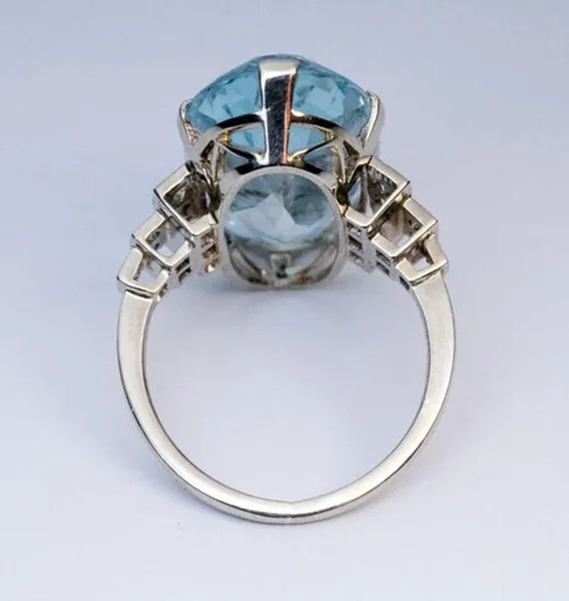 Exquisite and Fashion 925 Sterling Silver Sea Blue Topaz Ring Elegant Vine Ring Diamond Jewelry Cocktail Party Accessory Christmas Annviersary Gift Proposal Engagement Wedding Band Rings for Women US Size 5-10