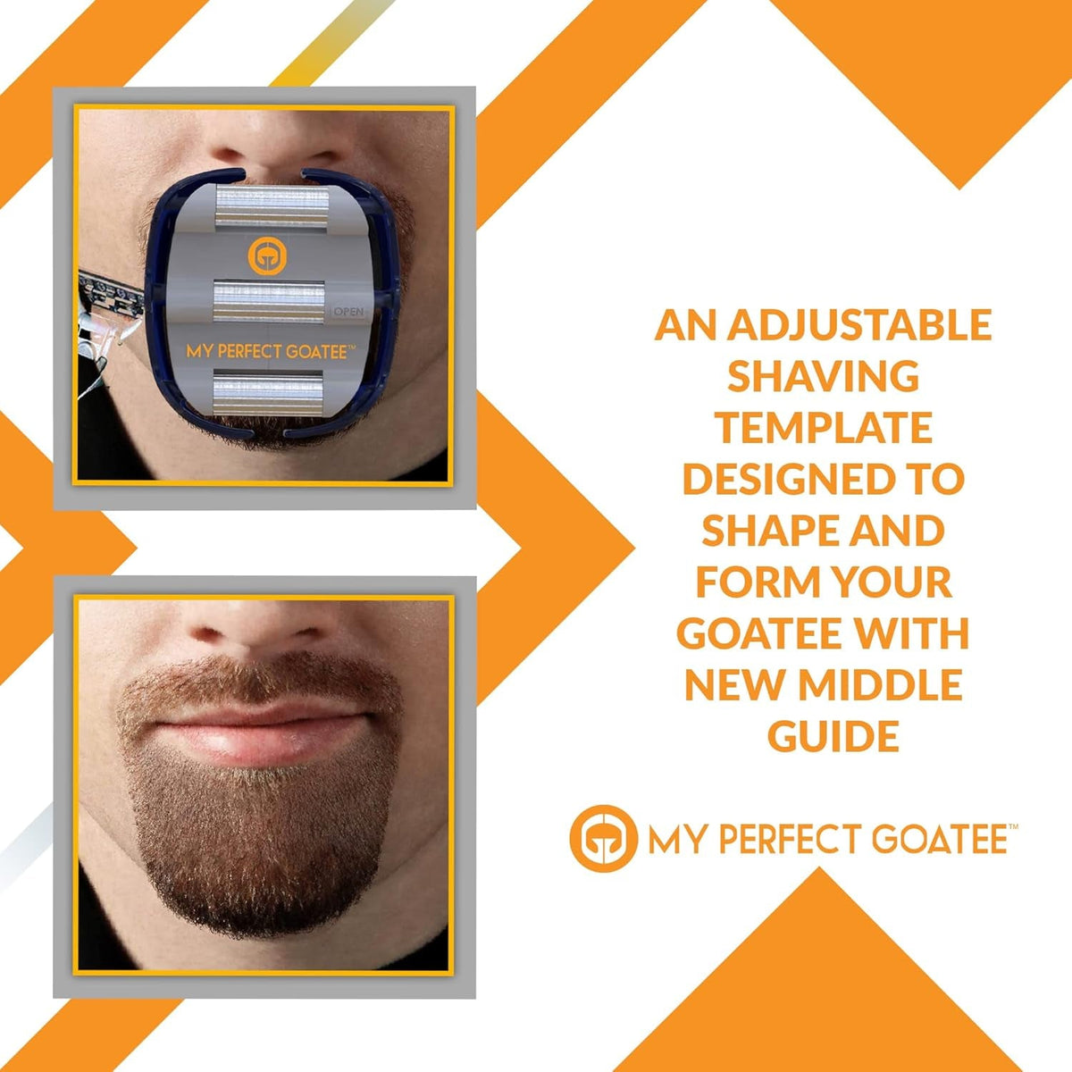 ® Shaving Template - Create a Perfectly Shaped Goatee Every Time - Adjustable Reduces Shaving Time - Shape Goatee and Circle Bead (Version 1.1)