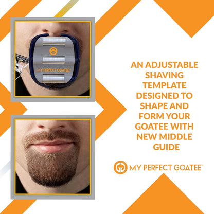 ® Shaving Template - Create a Perfectly Shaped Goatee Every Time - Adjustable Reduces Shaving Time - Shape Goatee and Circle Bead (Version 1.1)