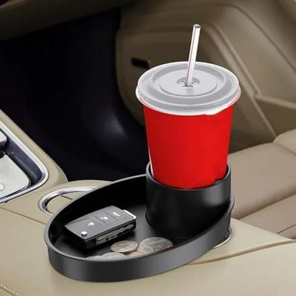 1pc Car Seat Snack Tray, Portable Cup Holder Plate, Toddler Car Seat Cup Holder Food Tray with Expandable Base, Cup Holder Tray for Car Seats, 360° Rotatable Car Seat Tray for Kids Travel