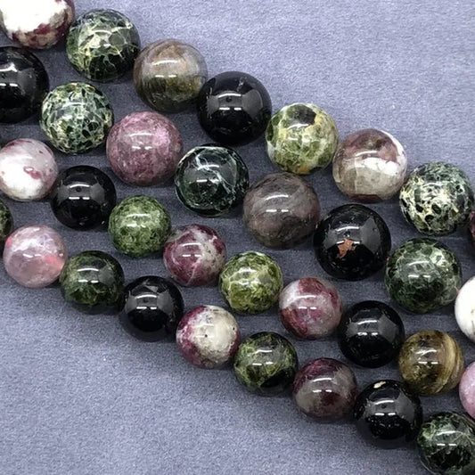 AAAAA Green Tourmaline Beads 6-12mm Round Natural Loose Stone Zeuxite Bracelet
