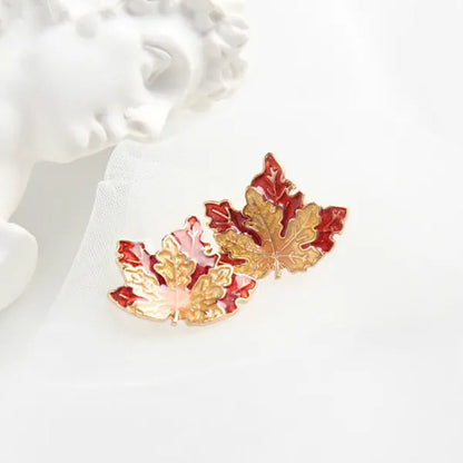 Maple Leaf Small Stud Earrings Gold Earrings Luxury Jewelry