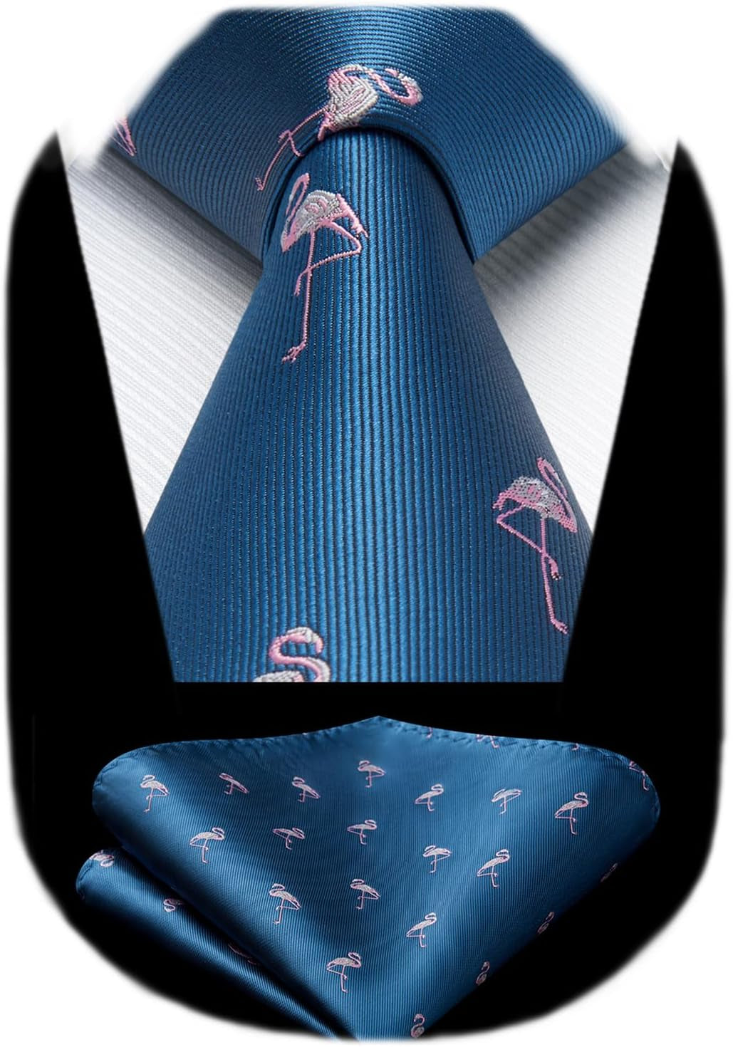 Ties for Men Classic Animal Tie and Pocket Square Set Jacquard Woven Silk Neckties Handkerchief Wedding Party
