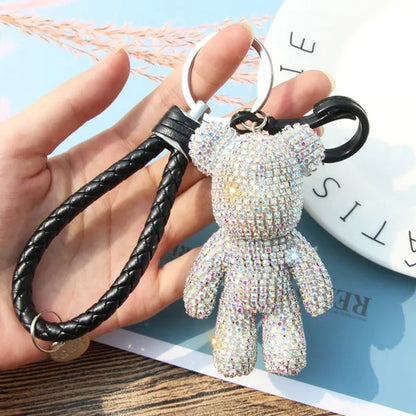 Shiny Full Diamond Diamond Bear, Bear Doll Car Keychain Cute Bear Bag Pendant