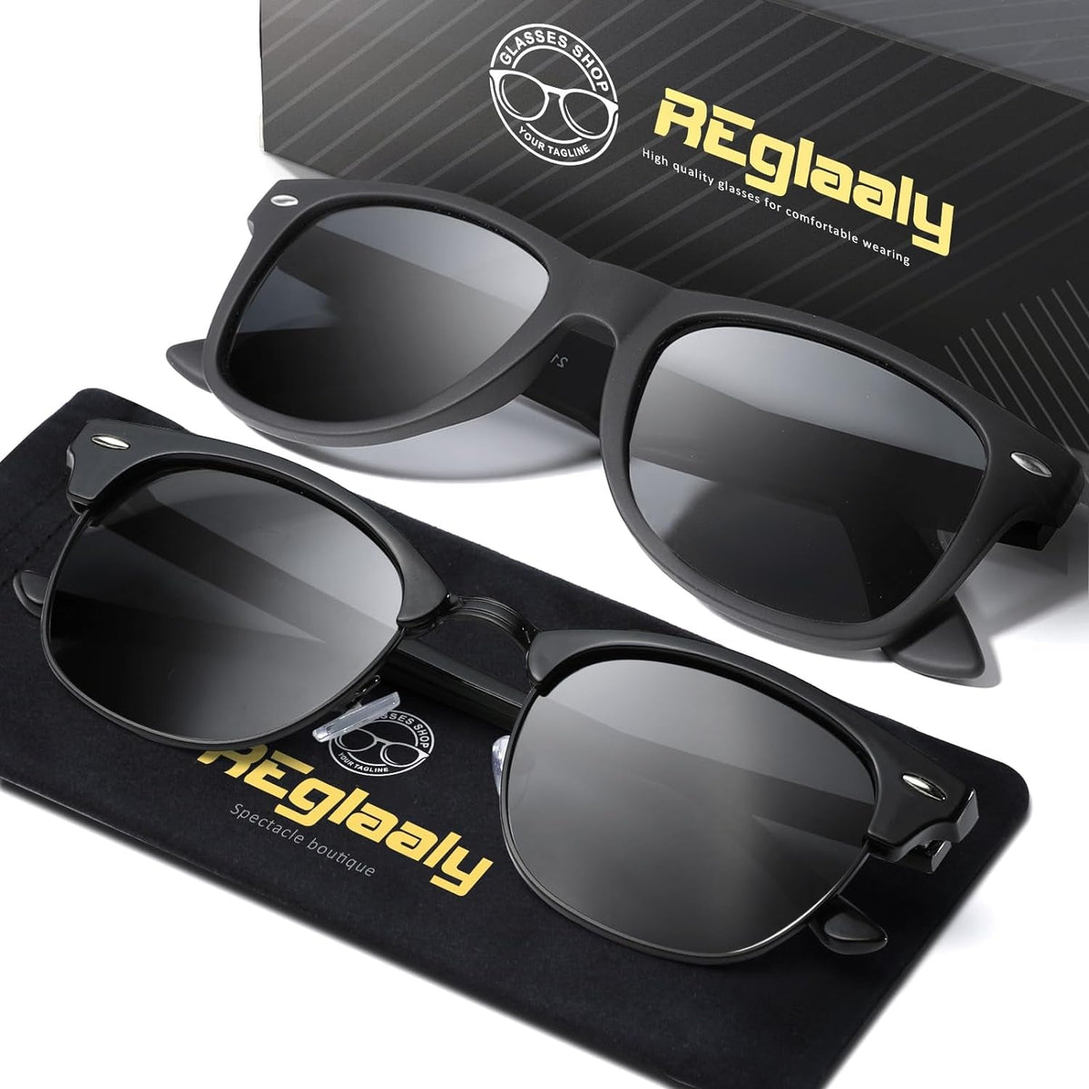 Sunglasses Men and Womens, Polarized Sunglasses for men with UV Blocking Semi-Rimless Frame for Driving & Hiking