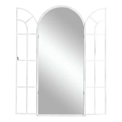 31.5 In. W X 71 In. H Oversize Classic Arched Solid Wood Framed White Floor Mirror