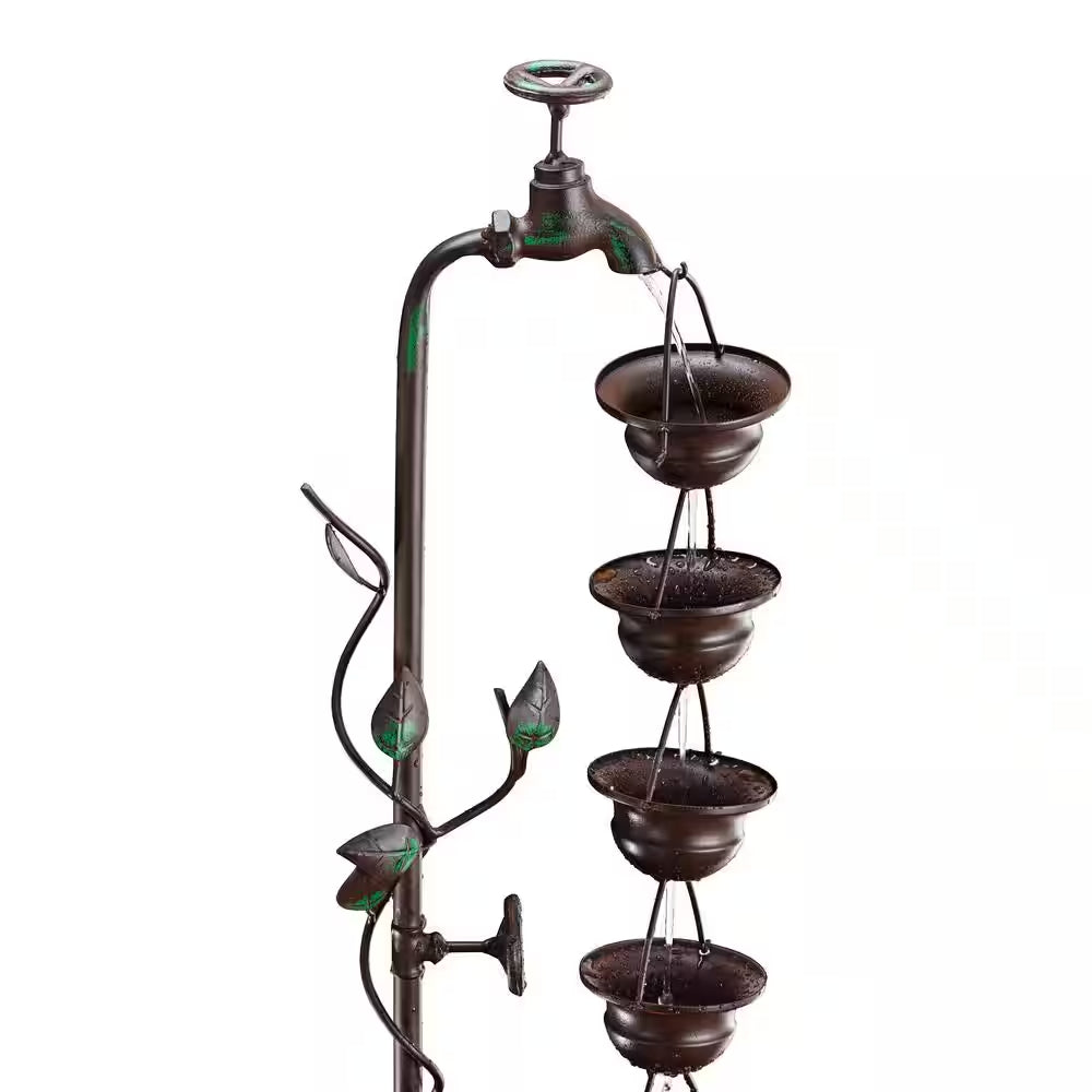 38 In. Tall Indoor/Outdoor Hanging 6-Cup Tiered Floor Water Fountain, Bronze