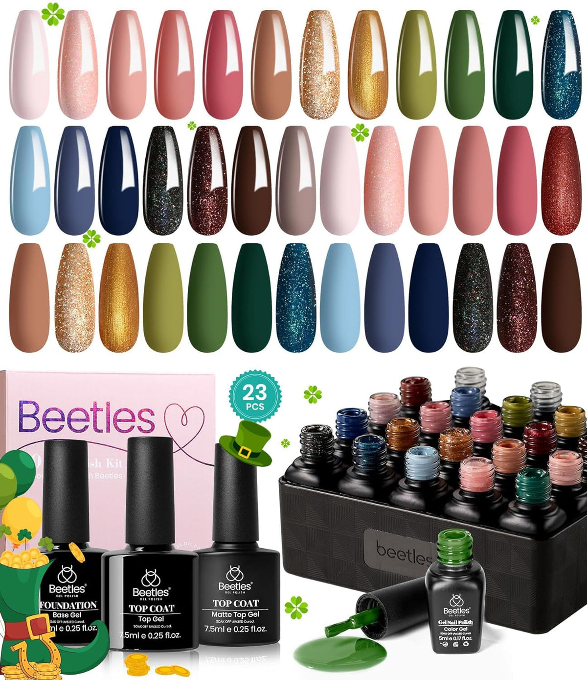 Nail Set 20 Colors Healing Elixir Collection Manicure Kit Pink Neutral Purple Blue Green Gel Nail Kit with 3Pcs Base Matte and Glossy Top Coat Soak off Uv for Women 2024 Ideal Gift