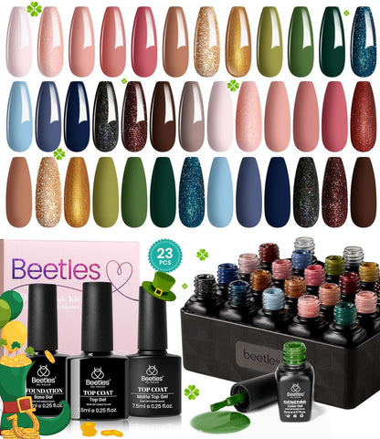 Nail Set 20 Colors Healing Elixir Collection Manicure Kit Pink Neutral Purple Blue Green Gel Nail Kit with 3Pcs Base Matte and Glossy Top Coat Soak off Uv for Women 2024 Ideal Gift