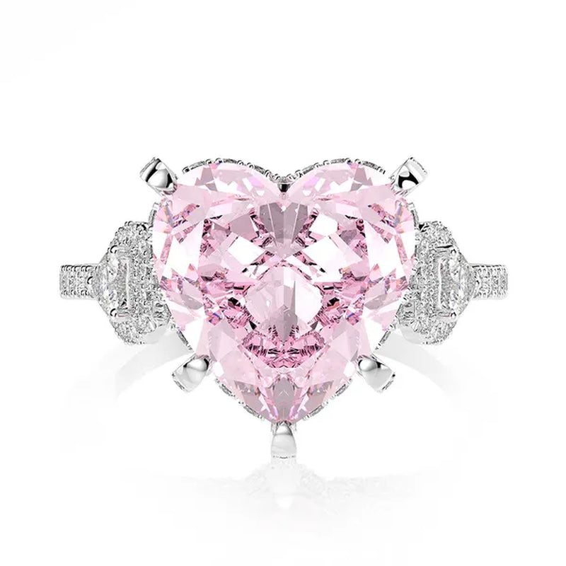 Heart-shaped Diamond Ring Exquisite 18k Gold Plating 925 Sterling Silver Romantic Diamond Wedding Ring