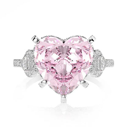 Heart-shaped Diamond Ring Exquisite 18k Gold Plating 925 Sterling Silver Romantic Diamond Wedding Ring
