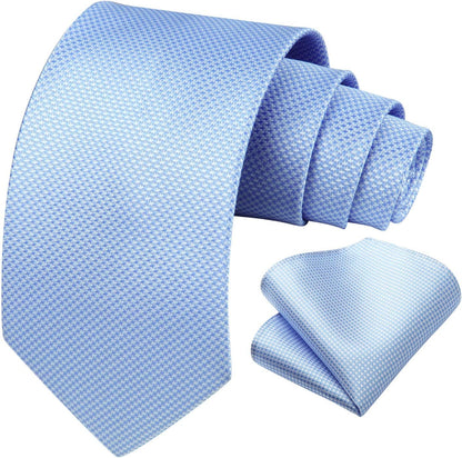 Ties for Men Solid Houndstooth Neckties Handkerchief Formal Business Tie & Pocket Square Set Wedding Party