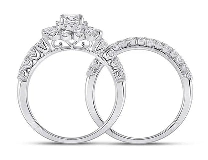 1.80 Carat (Ctw G-H, I1-I2) Emerald-Cut Diamond Engagement Ring and Wedding Band in 14K White Gold