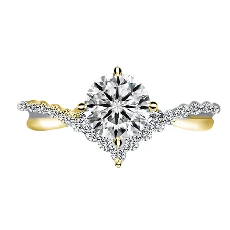 Fashion Accessories Gorgeous 925 Sterling Silver White Sapphire Round Cut Moissanite Diamond Ring Elegant Bride Wedding Jewelry for Women Rings Engagement Anniversary Party Band Gift Size 4-12 Bague Femme