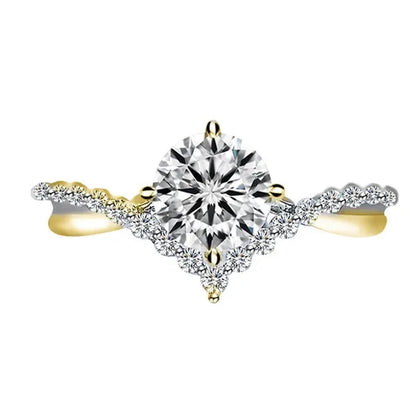 Fashion Accessories Gorgeous 925 Sterling Silver White Sapphire Round Cut Moissanite Diamond Ring Elegant Bride Wedding Jewelry for Women Rings Engagement Anniversary Party Band Gift Size 4-12 Bague Femme