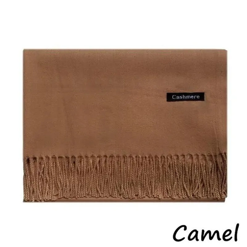Women Cashmere Wool Scarf Wraps Warm Blanket Scarves Women Solid Color Cashmere Scarves with Tassel